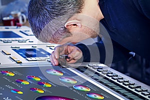 The process of offset printing and color correction photo