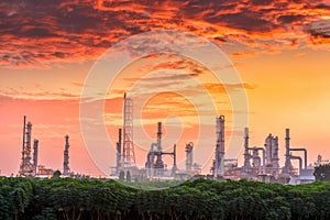 Process Oil-Gas Refinery Plant Industry, Oil Power and Fossil Energy Manufacturing Factory. Petroleum and Petrochemical