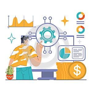 Process Optimization concept. Flat vector illustration