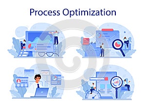 Process optimization concept set. Idea of business improvement