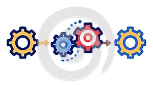 Process Optimization: Interconnected Gears for Efficiency, vector design Generative AI