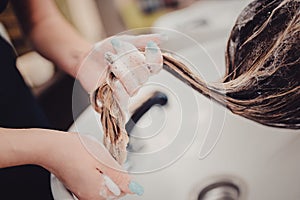 Process of pedicure at beauty salon spa