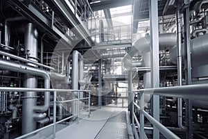 process plant, with sophisticated equipment and piping, for the production of petrochemicals
