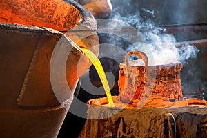 The process of pouring metal into a mold from a vat
