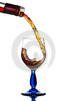 Process of pouring wine into a clean glass