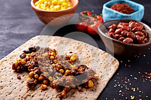 Process of prepearing burrito