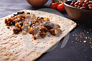 Process of prepearing burrito