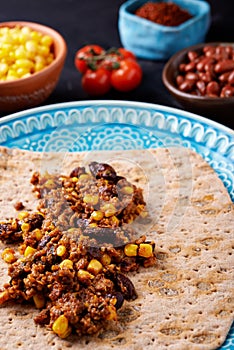 Process of prepearing burrito