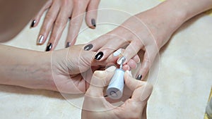 The process of professional manicure.Spa treatments, beauty center