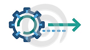 Process & Progress Gear Icon with Arrow, vector design Generative AI