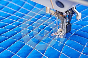 Process quilting with an electric sewing machine by using a free-motion technique