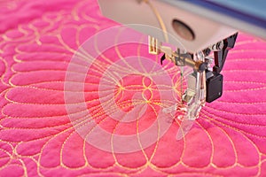 Process quilting with an electric sewing machine by using a free-motion technique