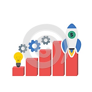 Process realization, concept teamwork, interconnections - vector