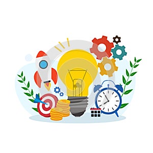 Process realization, concept teamwork, interconnections - vector