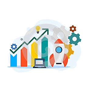 Process realization, concept teamwork, interconnections - vector