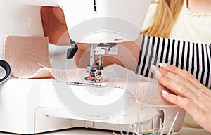 Process of sewing on machine