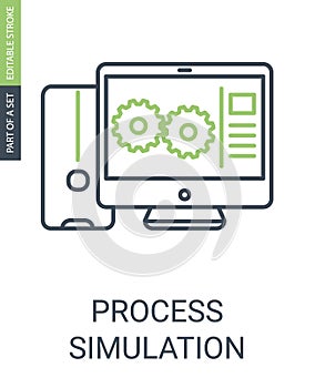 Process Simulation Simple Icon with Editable Stroke