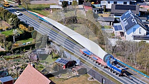 Process of transporting blades from huge wind turbines to wind farms for assembly