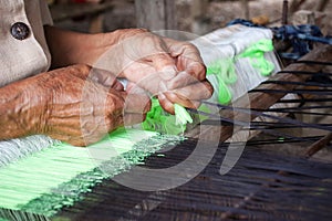 Process of weaving, dyeing, Thaisilk