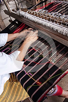 Process of weaving, dyeing, Thaisilk