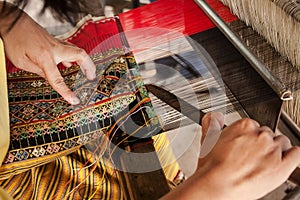 Process of weaving, dyeing, Thaisilk