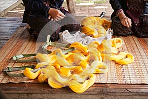 Process of weaving Thai Silk