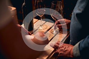 Process of wine degustation in the winery