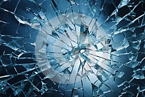 Processed collage of broken blue glass surface texture. Background for banner, backdrop or texture