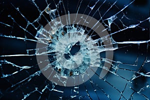 Processed collage of broken blue glass surface texture. Background for banner, backdrop or texture