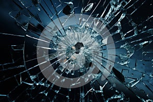 Processed collage of broken blue glass surface texture. Background for banner, backdrop or texture