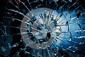 Processed collage of broken blue glass surface texture. Background for banner, backdrop or texture