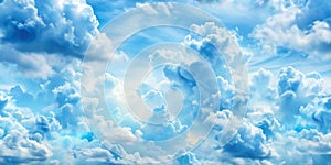 Processed collage of cloudy light blue sky texture. Background for banner, backdrop or texture for 3D mapping