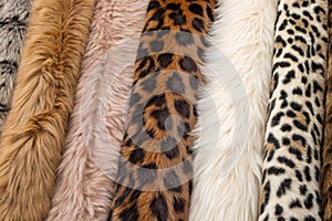 Processed collage of fluffy animal fur surface texture