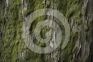 Processed collage of moss on tree bark surface texture. Background for banner, backdrop or texture