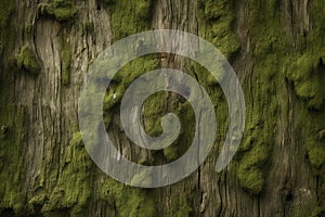 Processed collage of moss on tree bark surface texture. Background for banner, backdrop or texture