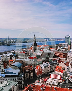 View of the city of Riga Latvia cityscape photo