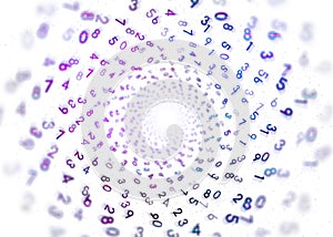 Processing concept - numbers in circle - purple digits