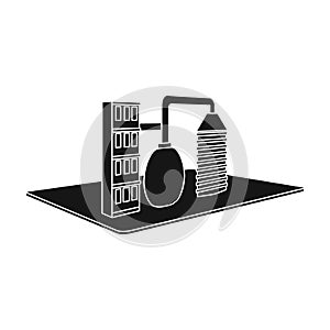 Processing factory. Factory and industry single icon in black style isometric vector symbol stock illustration web.