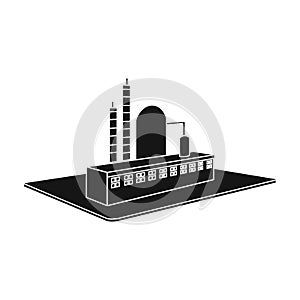 Processing factory. Factory and industry single icon in black style isometric vector symbol stock illustration web.