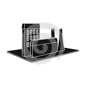 Processing factory. Factory and industry single icon in black style isometric vector symbol stock illustration web.