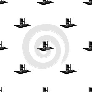 Processing factory. Factory and industry single icon in black style isometric vector symbol stock illustration web.