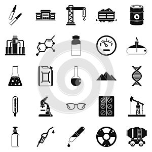 Processing factory icons set, simple style
