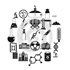 Processing factory icons set, simple style