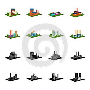 Processing factory,metallurgical plant. Factory and industry set collection icons in black,cartoon style isometric
