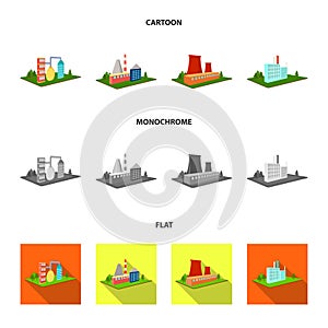 Processing factory,metallurgical plant. Factory and industry set collection icons in cartoon,flat,monochrome style