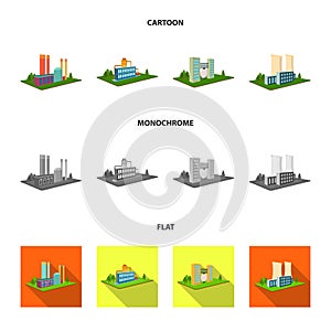 Processing factory,metallurgical plant. Factory and industry set collection icons in cartoon,flat,monochrome style