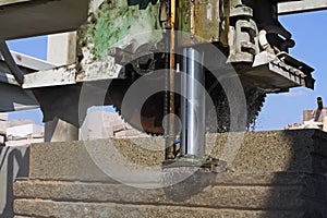 The processing of granite blocks