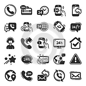 Processing icons. Set of Callback, Support and Chat message. Vector