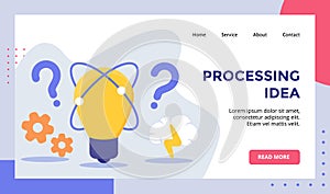 Processing idea bulb lamp background of gear campaign for web website home homepage landing page template banner with
