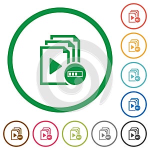 Processing playlist flat icons with outlines